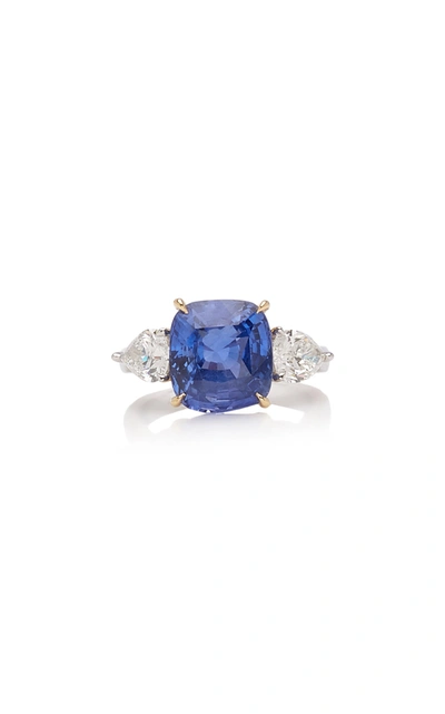 Shop Maria Jose Jewelry Women's 18k White And Yellow Gold Sapphire; Diamond Ring In Blue