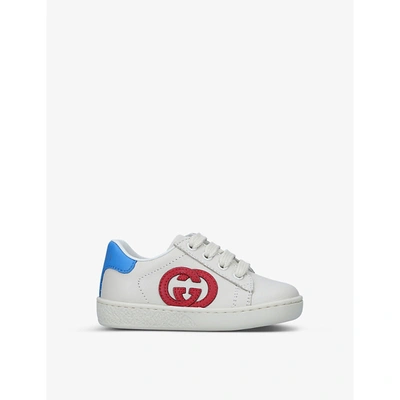 Shop Gucci Boys White/red Kids Ace Gg Leather Trainers 1-5 Years 5