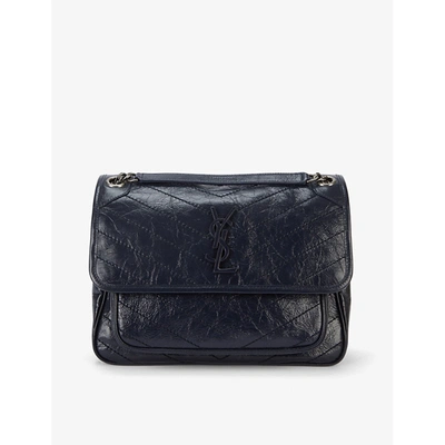 Shop Saint Laurent Women's Dark Blue Ladies Dark Blue Leather Embroidered Niki Medium Shoulder Bag