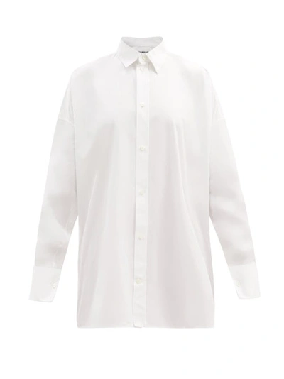 Balenciaga Back-slit Oversized Button-down Poplin Shirt In White | ModeSens