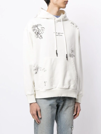 Shop Five Cm Slogan Drawstring Hoodie In White