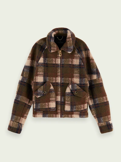 Shop Scotch & Soda Checked Jacket In Brown