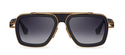 Shop Dita Lxn-evo Matte Black/yellow Gold Square Sunglasses In Dark Grey To Clear