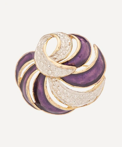 Shop Susan Caplan Vintage Gold-plated 1990s Purple Enamel Swirl Brooch