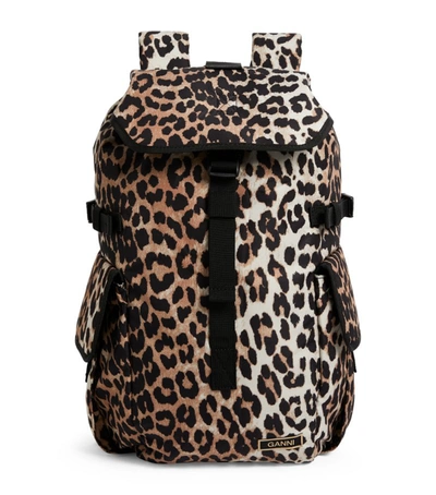 Shop Ganni Leopard Print Backpack