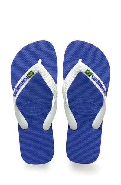 Shop Havaianas Brazil Flip Flop In Marine Blue/ Marine Blue