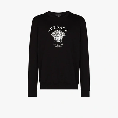 Shop Versace Black Medusa Head Logo Sweatshirt
