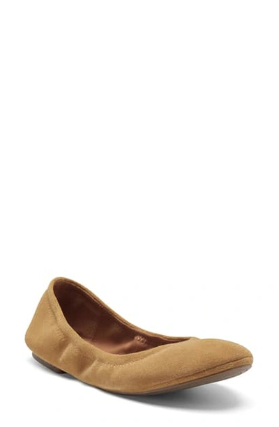 Shop Lucky Brand 'emmie' Flat In Golden Root Suede