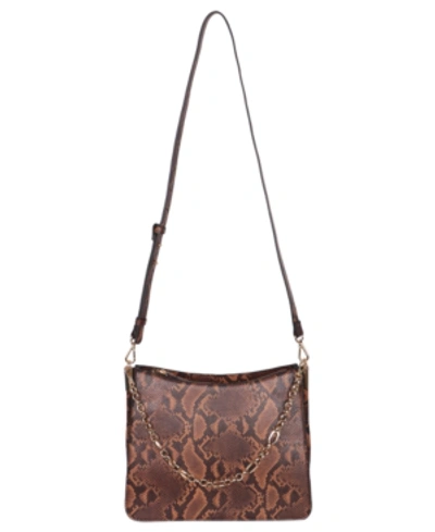 Shop Alfani Chain Hobo, Created For Macy's In Brown Snake/gold
