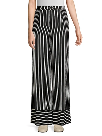 Shop Beatrice B Women's Striped Wide Leg Pants In Black