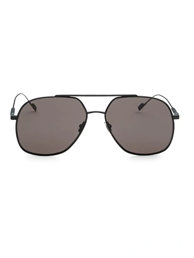 Shop Saint Laurent Men's 60mm Pilot Sunglasses In Black