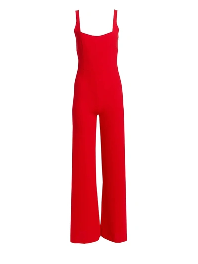 Shop Galvan Women's Sunrise Wide-leg Crepe Jumpsuit In Red
