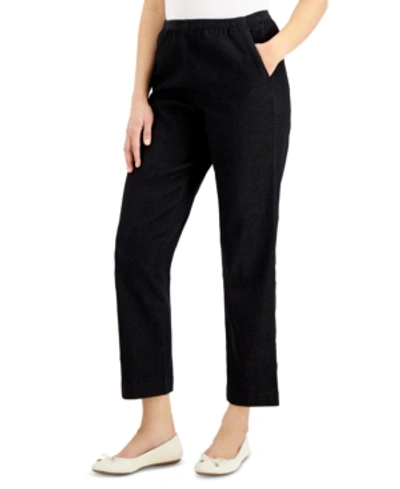 Shop Karen Scott Petite Denim Pull-on Short Pants, Created For Macy's In Black Wash