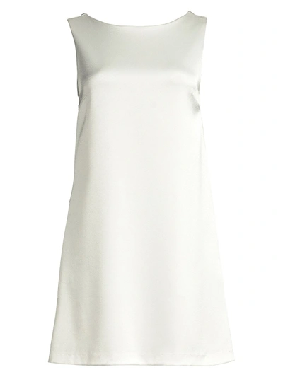 Shop Alice And Olivia Women's Lita Satin Shift Dress In Off White