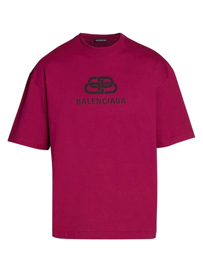 Shop Balenciaga Men's Logo T-shirt In Plum