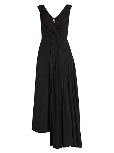 Shop Marni Gathered Poplin Midi Dress In Black