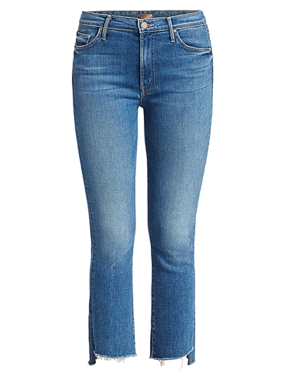 Shop Mother The Insider High-rise Crop Step Fray Hem Jeans In Hey Sun
