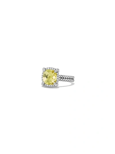 Shop David Yurman Women's Châtelaine® Pave Bezel Ring With Gemstone & Diamonds/9mm In Lemon Citrine