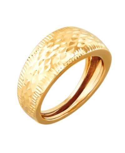 Shop Italian Gold Polished Diamond Cut Dome Ring In 10k Yellow Gold