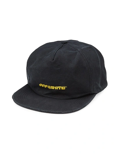 Shop Off-white Men's Disrupted Font Logo Baseball Cap In Black Yellow