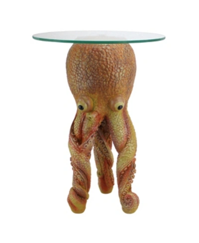 Shop Design Toscano Ollie, The Octopus Glass Topped Sculptural Table In Multi