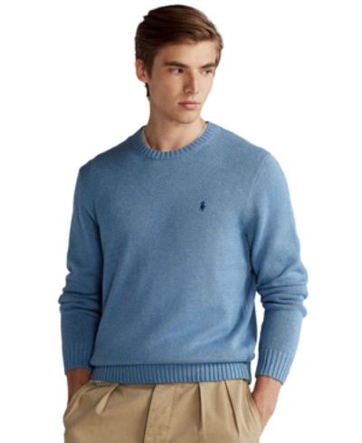 Shop Polo Ralph Lauren Men's Cotton Crewneck Sweater In Denim Blue Heather