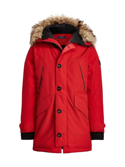 Shop Polo Ralph Lauren Men's Annex Faux Fur-trimmed Down Parka In Polo Sport Red