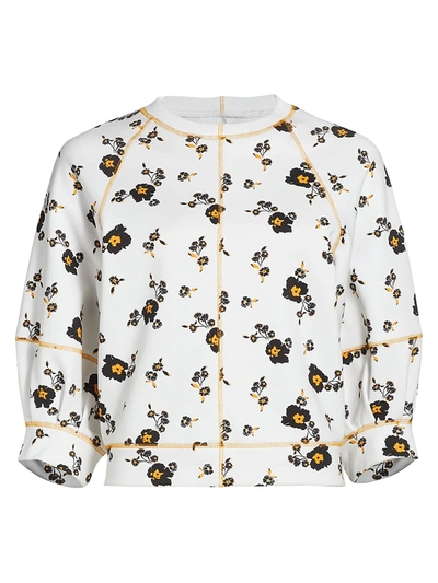 Shop Tanya Taylor Josephine Floral Sweatshirt In Scattered Blossom Optic White