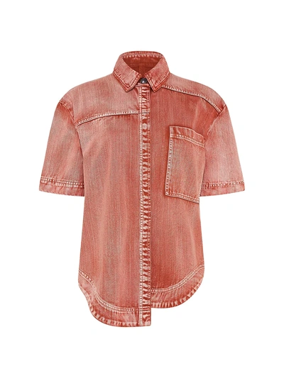 Shop Aje Framework Denim Shirt In Rust