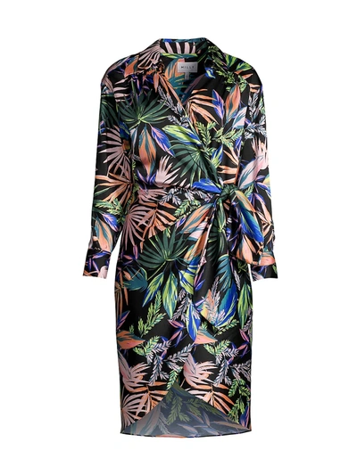 Shop Milly Jordan Tropical Wrap Dress In Black Multi