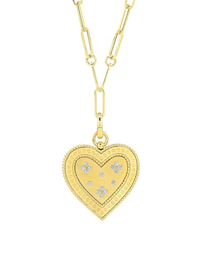Shop Roberto Coin Women's Venetian Princess 18k Yellow Gold & Diamond Heart Pendant Necklace