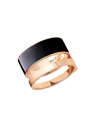 Shop Repossi Berbere Chromatic 18k Rose Gold & Navy Lacquer 2-row Ring In Pink Gold