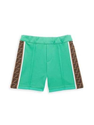 Shop Fendi Baby Boy's Logo Tape Side Shorts In Green