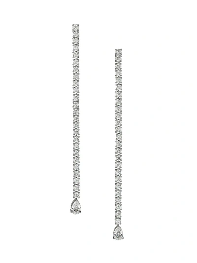 Shop Adriana Orsini Women's Svelte Rhodium-plated Silver & Cubic Zirconia Linear Earrings