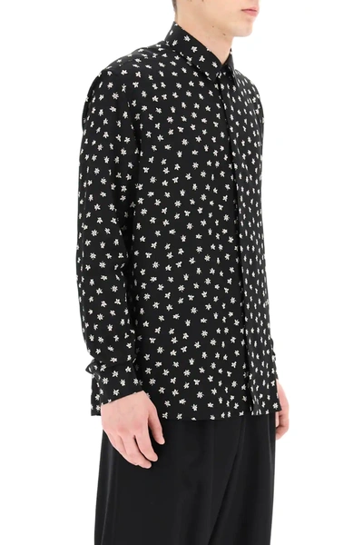 Shop Saint Laurent Printed Silk Shirt In Black,white