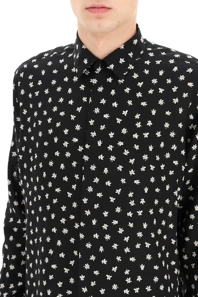 Shop Saint Laurent Printed Silk Shirt In Black,white