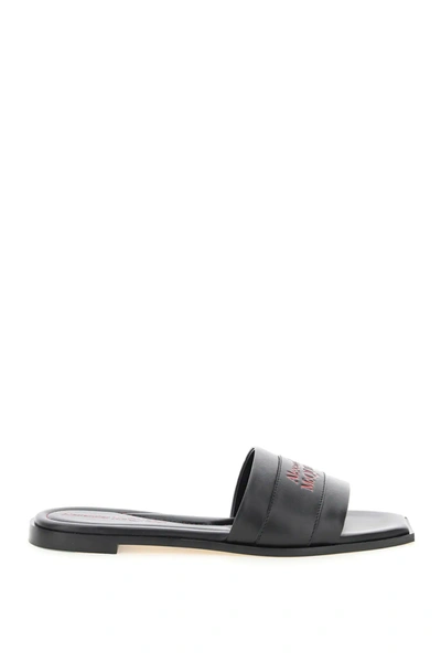 Shop Alexander Mcqueen Signature Leather Mules In Black,red