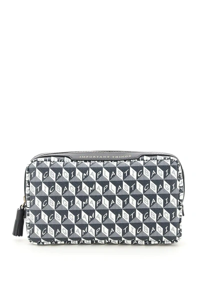 Shop Anya Hindmarch Pouch I Am A Plastic Bag Important Things In Grey,white