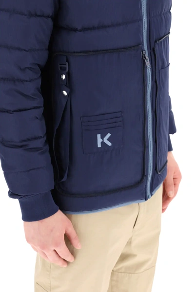 Shop Kenzo Reversible Down Jacket In Light Blue