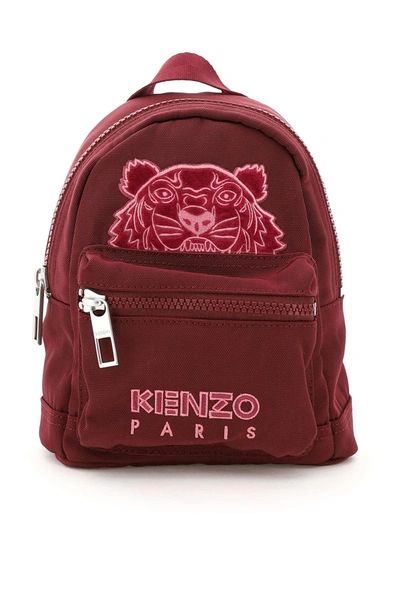 Shop Kenzo Mini Kampus Tiger Velvet Backpack In Red