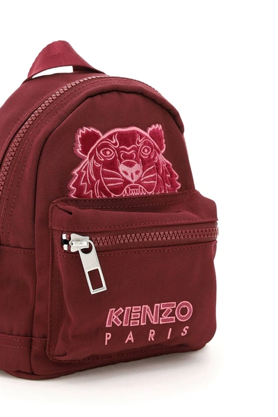 Shop Kenzo Mini Kampus Tiger Velvet Backpack In Red