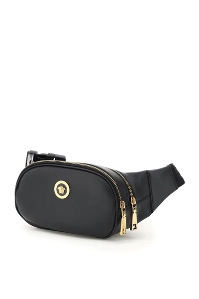 Shop Versace Medusa Leather Belt Bag In Black