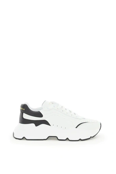 Shop Dolce & Gabbana Daymaster Leather Sneakers In White/black