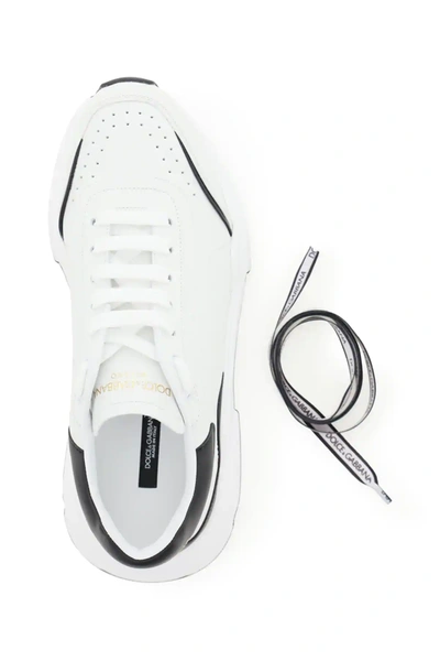 Shop Dolce & Gabbana Daymaster Leather Sneakers In White/black