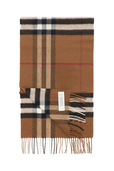 Shop Burberry Giant Check Scarf In Brown,white,black