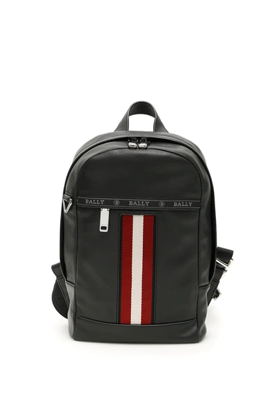 Shop Bally Trainspotting Hari Leather Backpack In Black,white,red