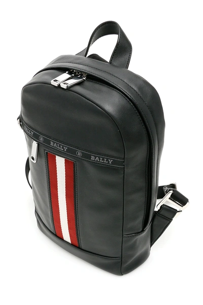 Shop Bally Trainspotting Hari Leather Backpack In Black,white,red