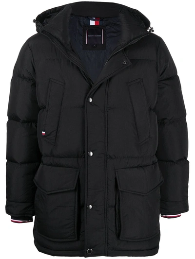 Shop Tommy Hilfiger Hooded Parka Coat In Black