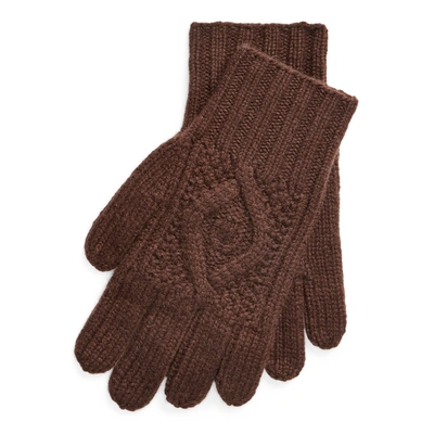 Shop Ralph Lauren Hand-knit Cable Cashmere Gloves In English Brown
