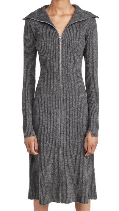 Rag & Bone Olivia Zip Front Merino Wool Sweater Dress In Derby